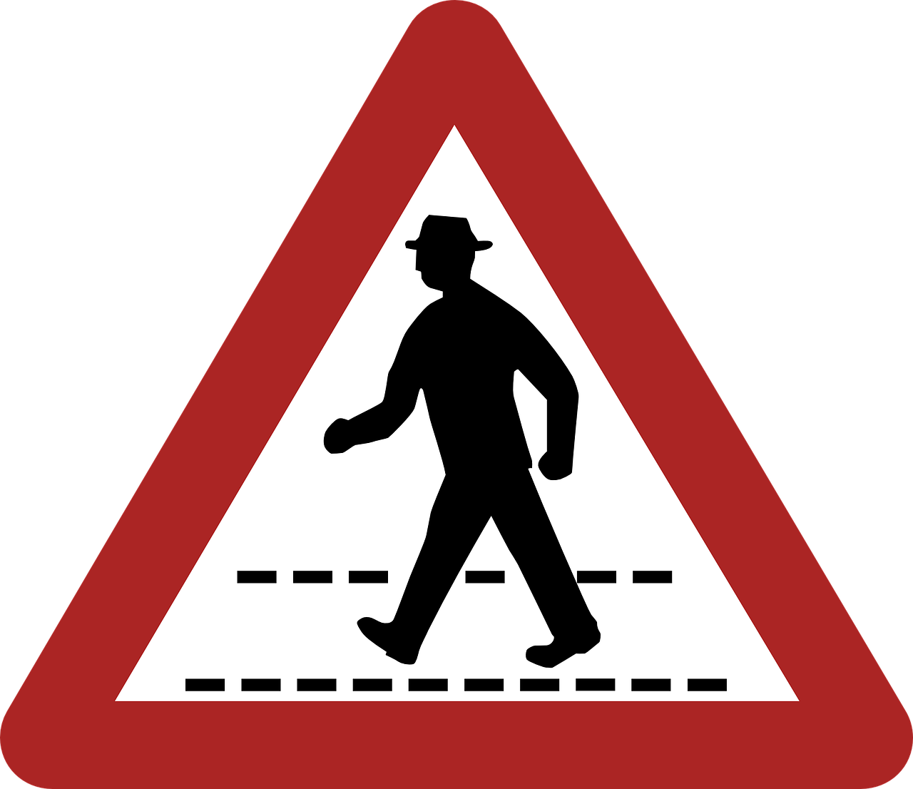 Danger Warning Png Image - Pedestrians In Road Ahead Sign (1280x1106)
