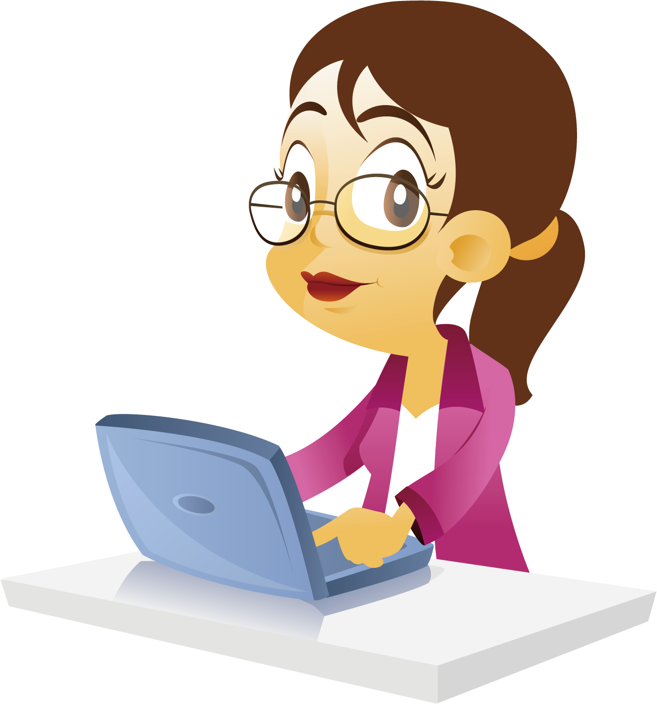 Cartoon Office Illustration - Girl In Office Cartoon (1500x1500)