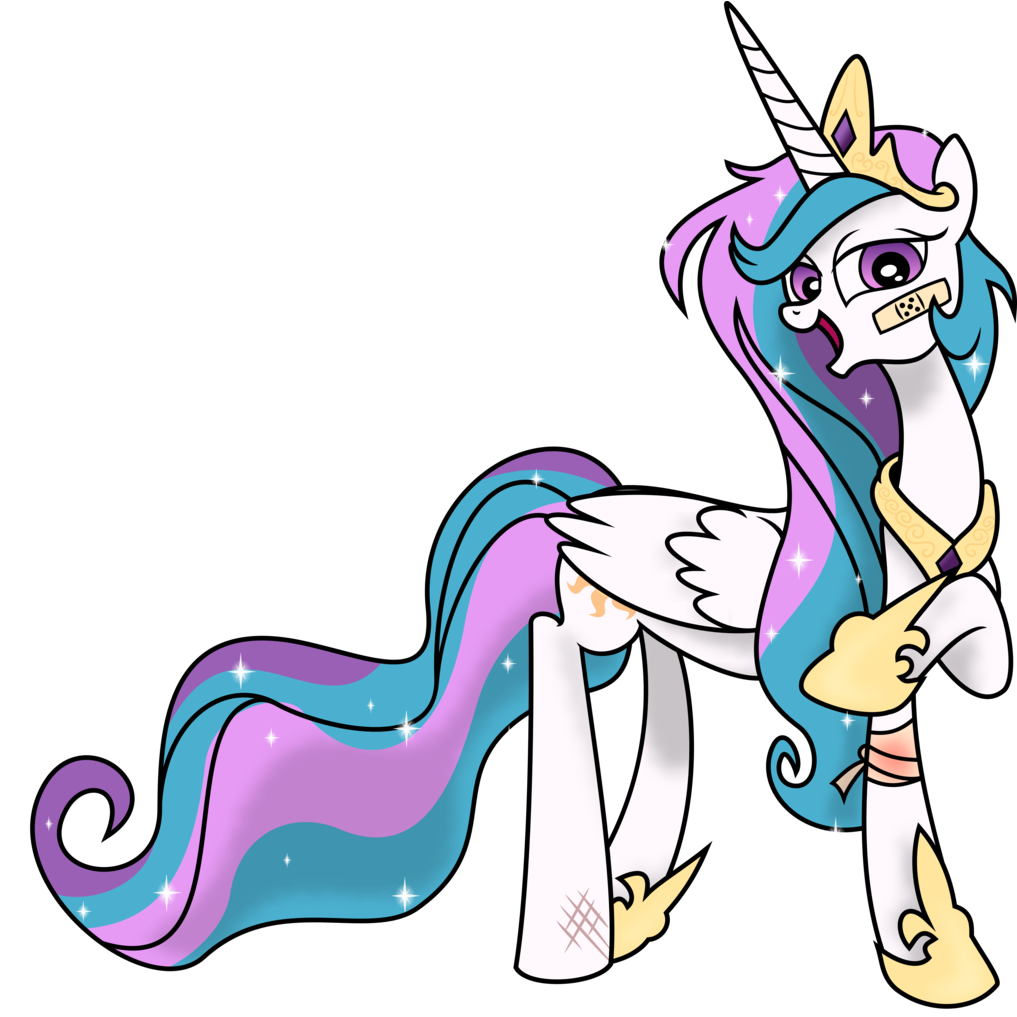 Spier17, Bandage, Bandaid, Injured, Princess Celestia, - Princess Celestia Protects Twilight (1016x1024)