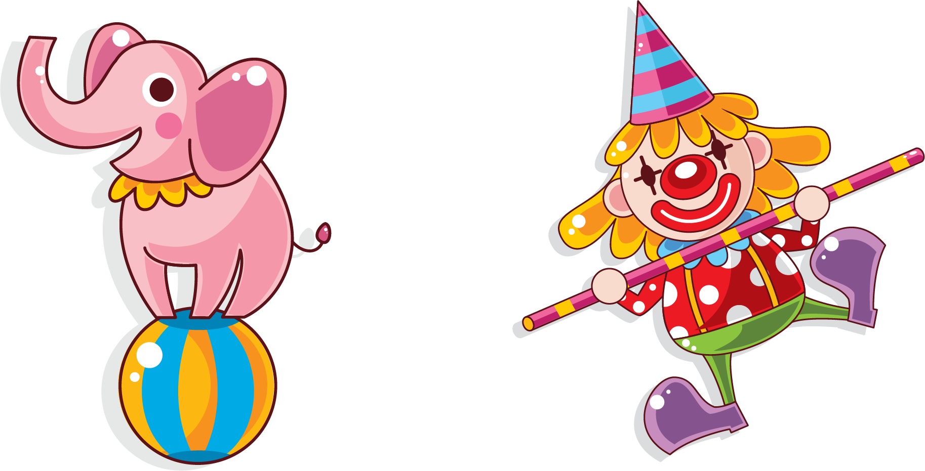 Sticker Circus Clown Illustration - Clown Vector Png (1827x931)