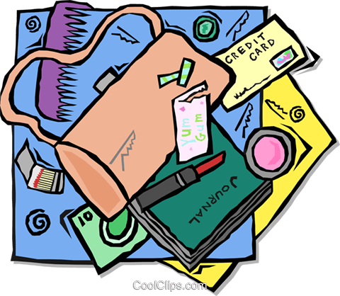 Items In A Purse Royalty Free Vector Clip Art Illustration - Items In A Purse Royalty Free Vector Clip Art Illustration (480x418)