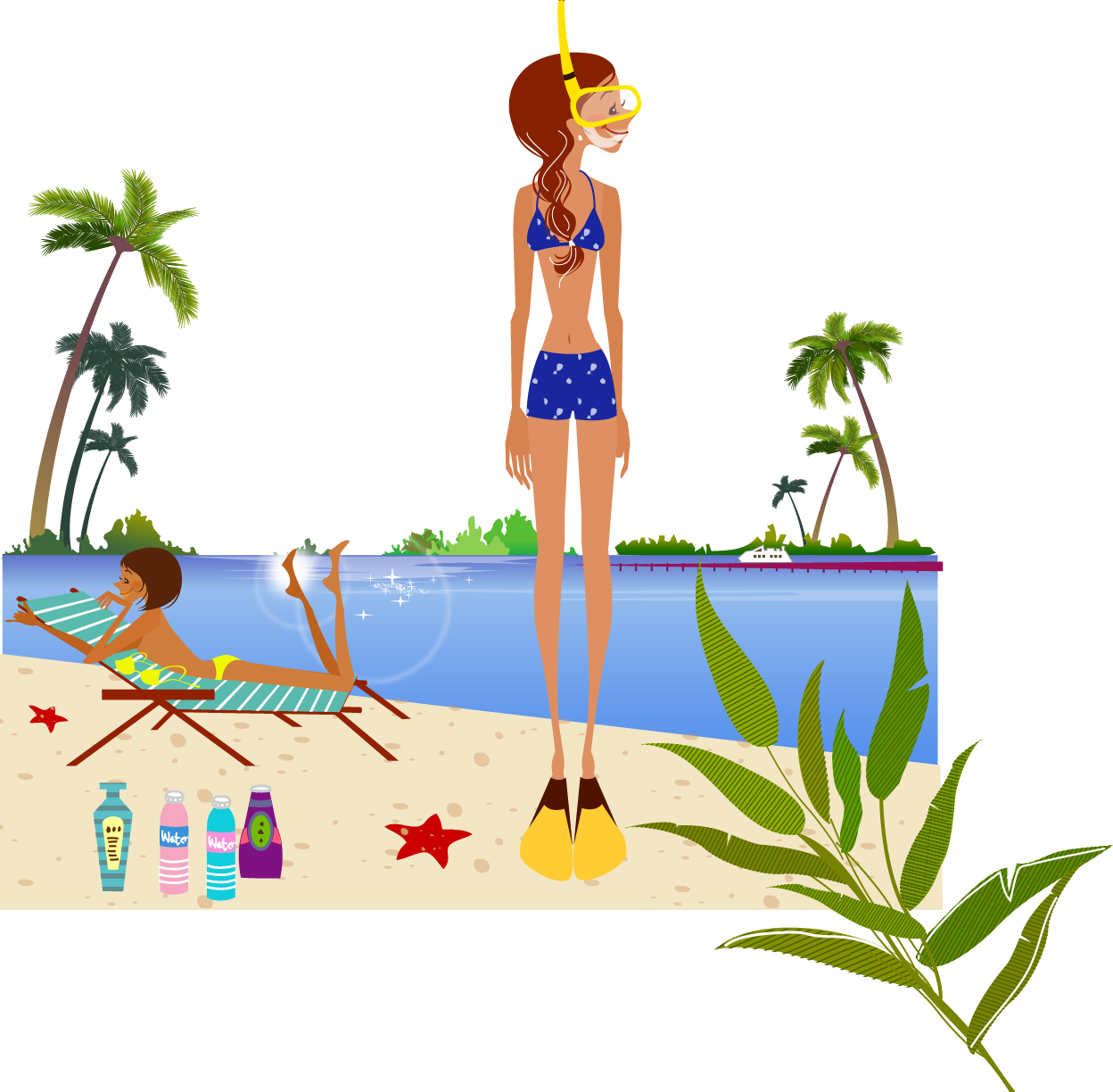 Resort Clipart Luau - Underwater Diving (1248x1224)