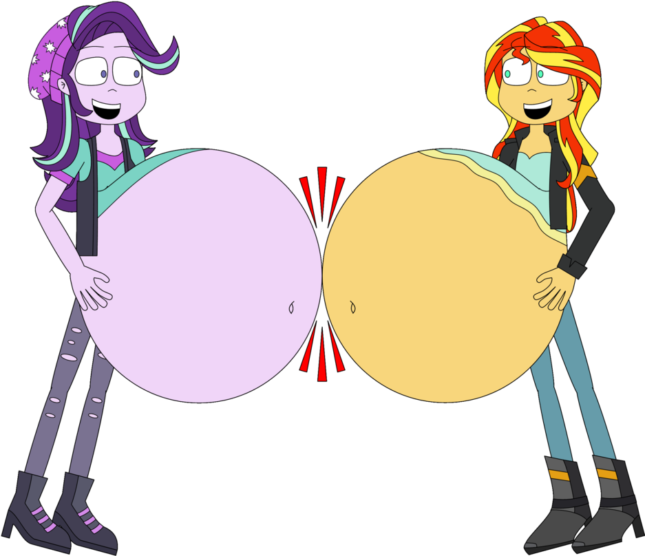 Sunset Shimmer And Starlight Glimmer Belly Bump By - Sunset Shimmer (936x853)