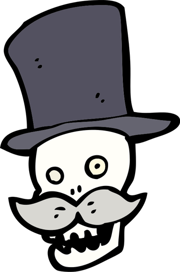 Gentleman Skull - Cartoon Halloween Skull In Top Sticker (rectangle) (365x550)
