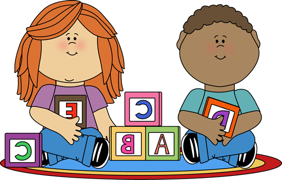 Kids Playing With Blocks - Play Centers Clipart (550x352)