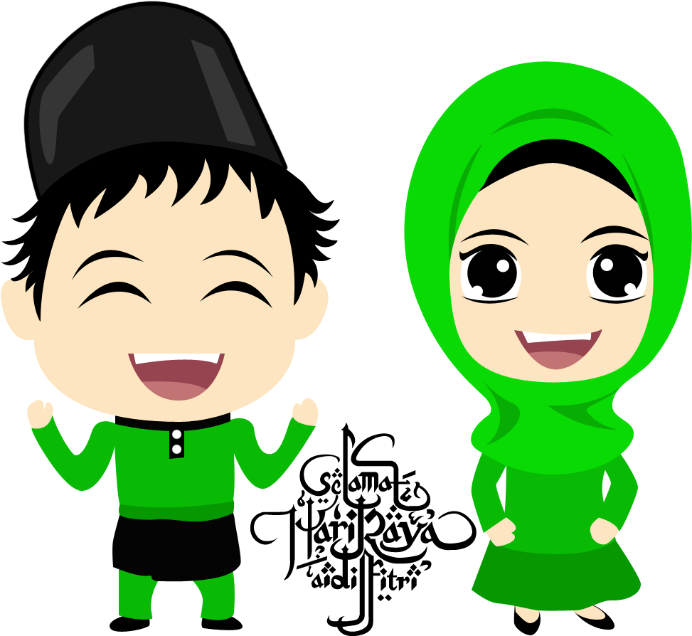 Family Clipart - Selamat Hari Raya Aidilfitri (1000x918)