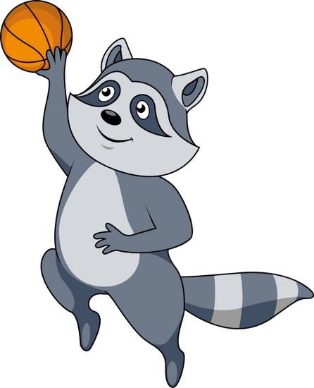 Cartoon Raccoon Player With Ball - Vector Graphics (446x550)