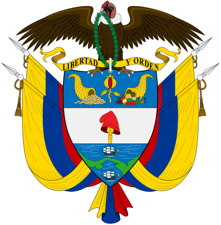Coat Of Arms Of Colombia Includes A Phrygian Cap As - Colombia Coat Of Arms (440x447)