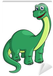 Adorable Green Cartoon Dinosaur Mascot Wall Mural • - Caricatura Dinosaurio De Cuello Largo (400x400)
