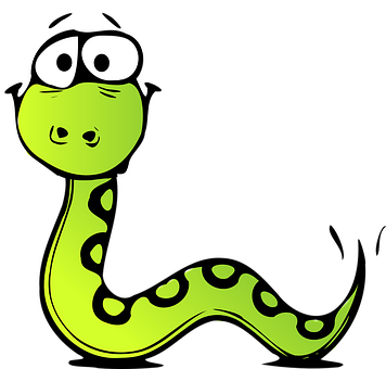 งู, สีเขียว, สัตว์เลื้อยคลาน, การ์ตูน - Snake Clipart Png (356x340)