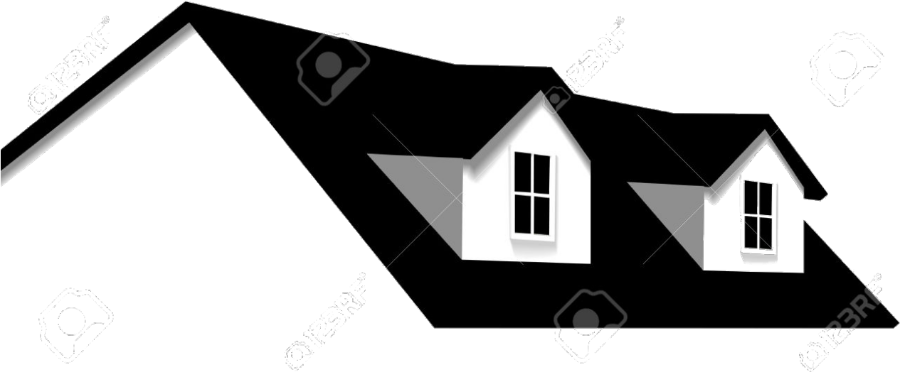 Flat Roof House Roof Window Clip Art - Roof Clipart Black And White (1280x576)