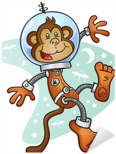 Monkey Astronaut Cartoon Character In A Space Suit - Dibujo De Mono Astronauta (400x400)