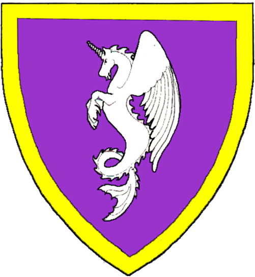 Purpure, A Winged Sea-unicorn Palewise, Wings Addorsed - Emblem (500x600)