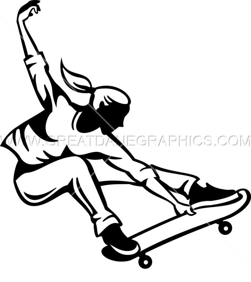 Female Skateboarder Trick Production Ready Artwork - Skateboarding (825x927)
