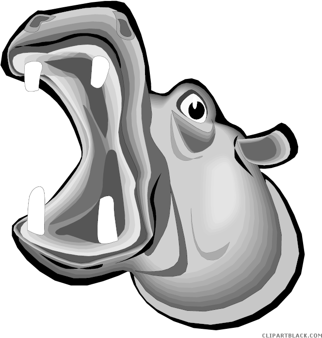 Hippo Animal Free Black White Clipart Images Clipartblack - Hippopotamus (750x732)
