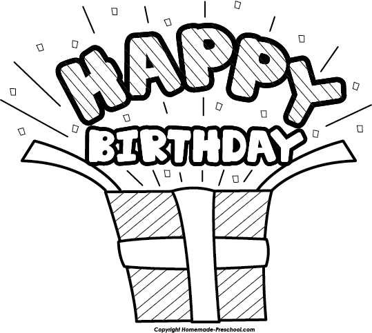 Stunning Idea Happy Birthday Clipart Black And White - Birthday Present Black And White (539x483)