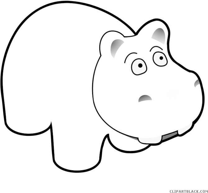 Hippo Outline Animal Free Black White Clipart Images - Hippo Clip Art (700x700)
