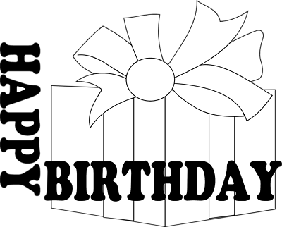 Black And White Happy Birthday Clip Art Free - Happy Birthday Photos Black And White (400x322)
