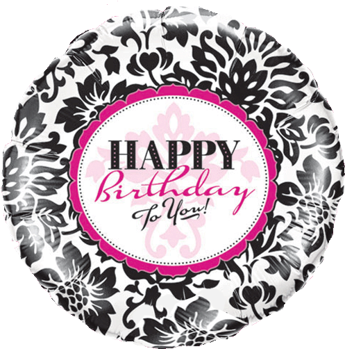18" Elegant Happy Birthday Damask Print Foil Balloon - 18" Elegant Happy Birthday Damask Print Foil Balloon (504x504)