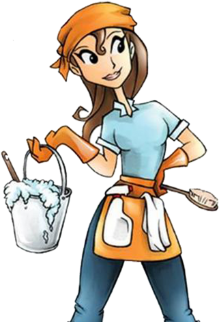 This Logo Looks Best On A Blue Website, But Also Looks - House Cleaning (364x480)