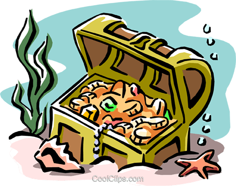 Treasure Chest Royalty Free Vector Clip Art Illustration - Sunk Ship Clipart (480x379)