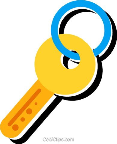 House Key Royalty Free Vector Clip Art Illustration - House Key Royalty Free Vector Clip Art Illustration (390x480)