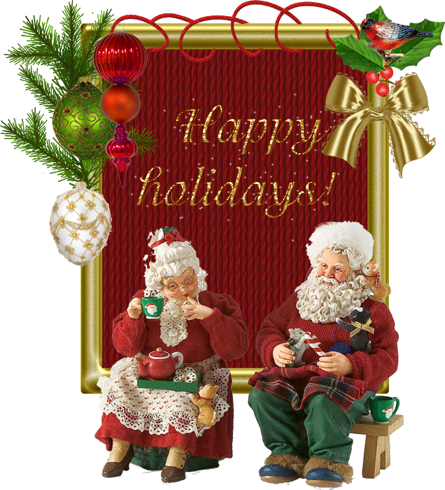 "santa And Mrs Santa" "christmas" - Free Animated Mr & Mrs Santa Claus (636x700)