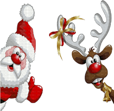 Santa Claus And Rudolph Reindeer Animated - Santa Claus And Rudolph (400x400)