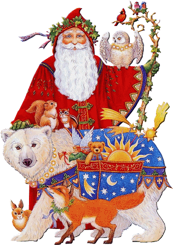 Santa Claus And Animals - Christmas (365x505)