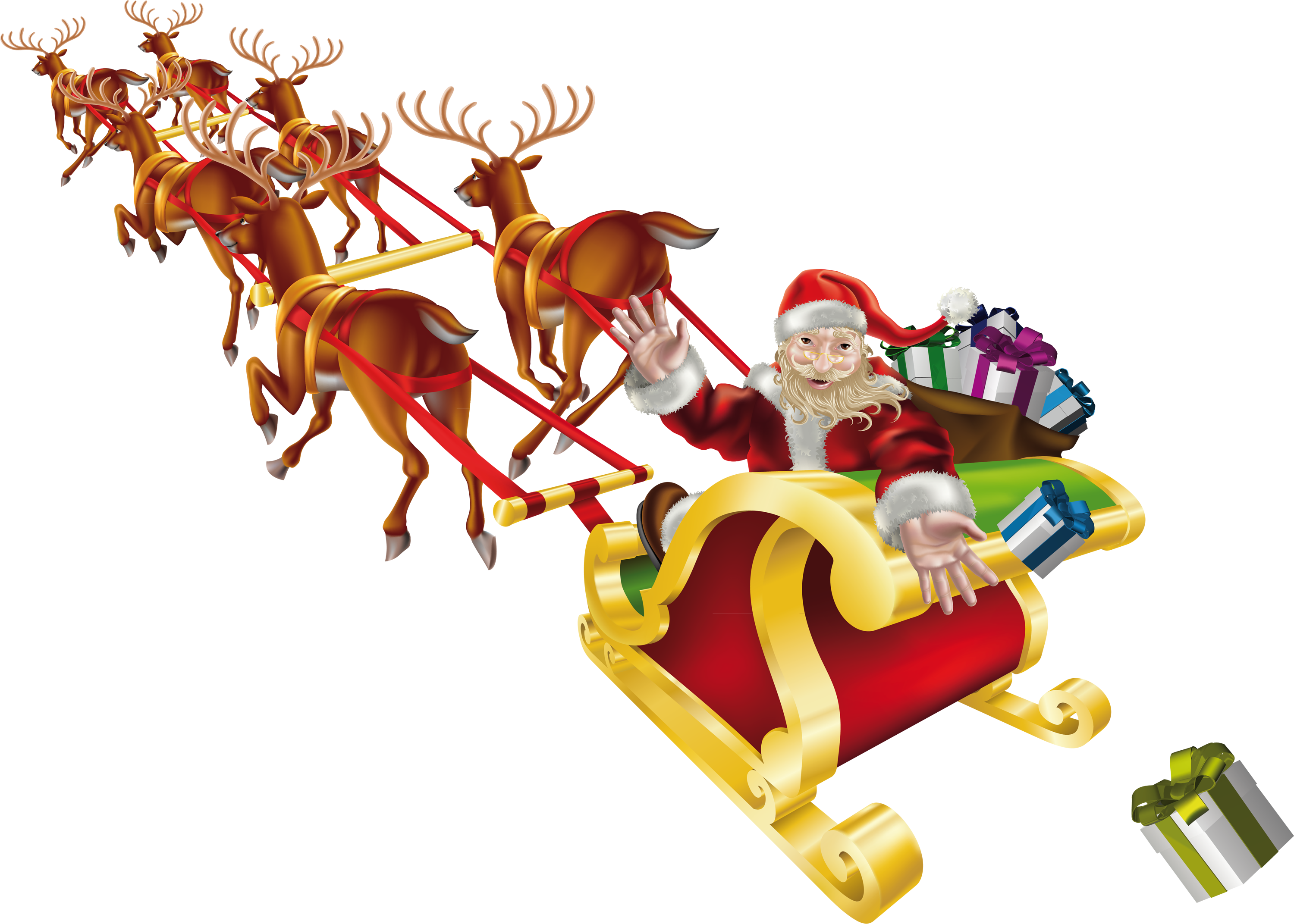 Santa Sleigh Png - Queenie 2 Pcs Christmas Series Thick Cotton Linen Decorative (3000x2143)