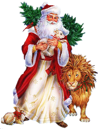 Santa Claus And Animals - Have A Joyful Christmas Card (341x447)
