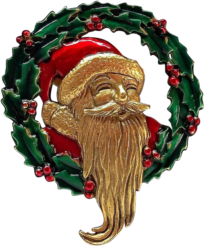 Jj Santa Claus Wreath Holly Christmas Xmas Jonette - Illustration (841x841)