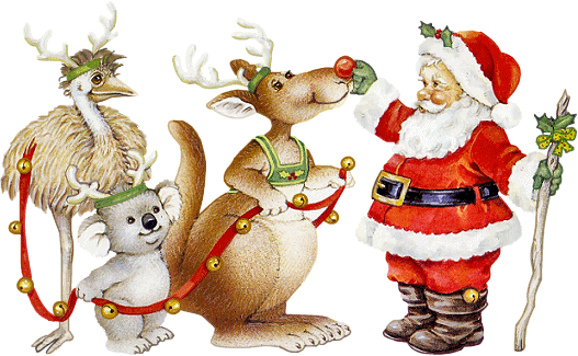 Santa Claus And Animals - Cartoon (527x325)