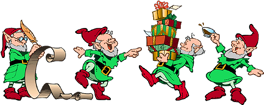 Elves Working Clipart - Elves Christmas (550x219)