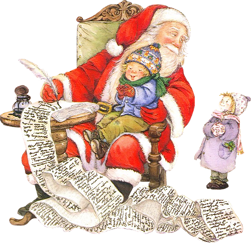 Christmas Children And Santa Claus Lisi Martin - Christmas Day (500x484)