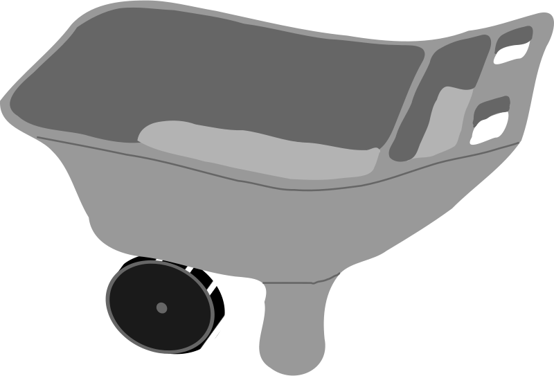 Garden Cart Wheelbarrow Grey Clipart - Garden Cart Png (800x543)