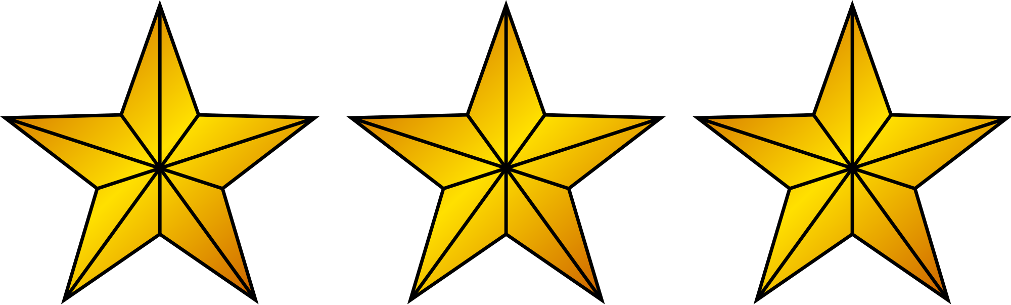 Open - 3 Gold Stars Png (2000x603)
