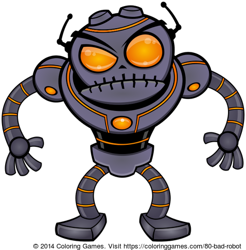 Bad Robot Coloring Game - Cartoon Robot (500x500)