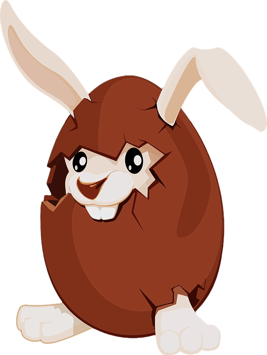 Hot Chocolate Chip Cookie Cartoon Marshmallow Villain - Bunny In Easter Egg Lapel Pin Brooch (541x720)