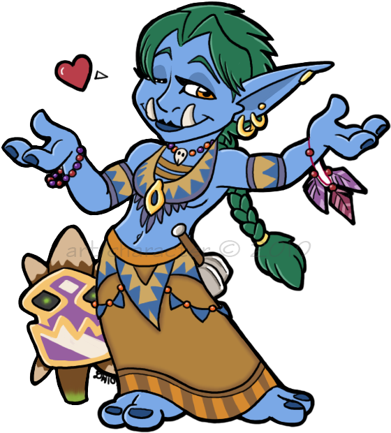 Caxixi, Troll Shaman By Tehmutt - Wow Chibi Troll Fanart (574x631)