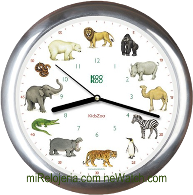 Wall Clock Kidszoo Wild Animals Aluminum - Animal Wall Clock (500x500)