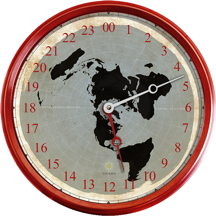 5″ Flat Earth Clock, 24 Hour Chiron Clock, Red Flat - Earth (800x800)