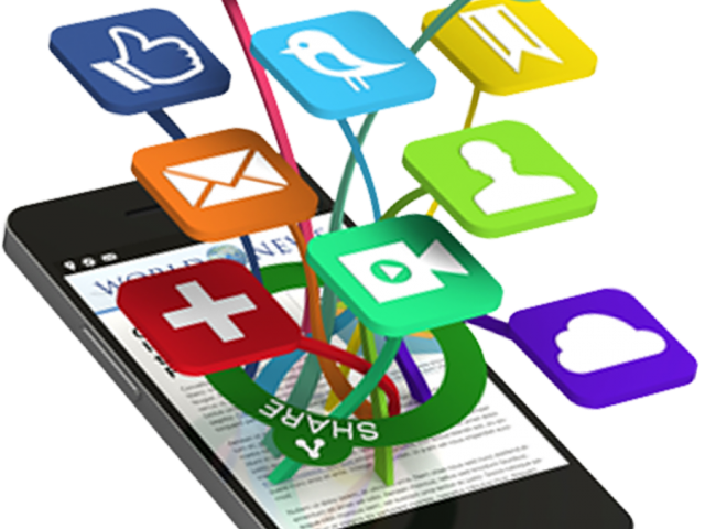 Phone Clipart Social Media - Social Media Smartphone Png (640x480)
