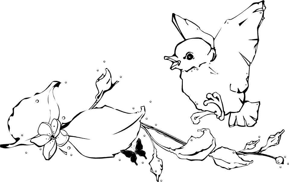 Illustration Of A Baby Bird Landing On A Branch - Bird (958x603)