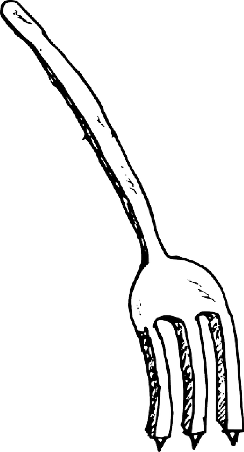 Black, Food, Outline, White, Cartoon, Tools, Tool, - Fork Clip Art (800x1479)