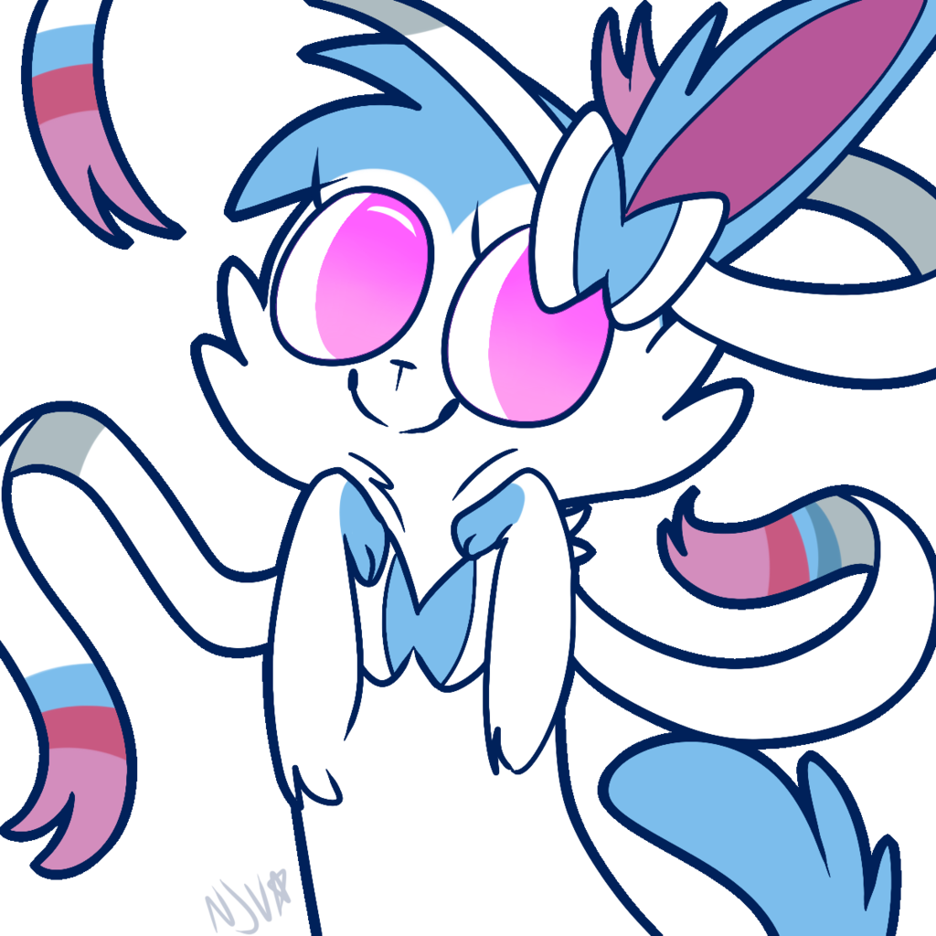 Pokémon X And Y Misty Flower White Line Art Black And - Shiny Sylveon (1024x1024)