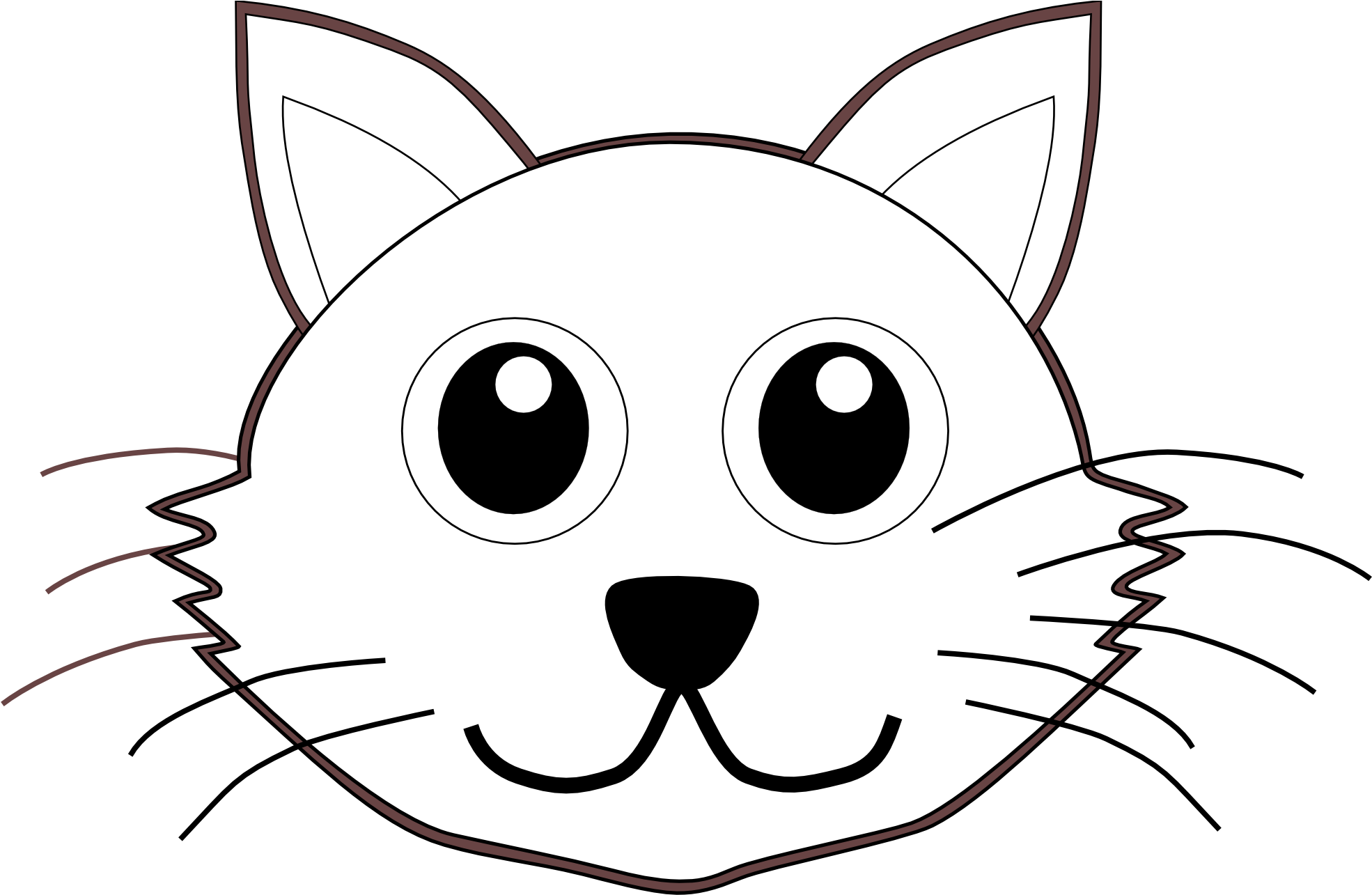 Cat Face Clip Art Black And White - Cat Face Coloring Page (1969x1553)