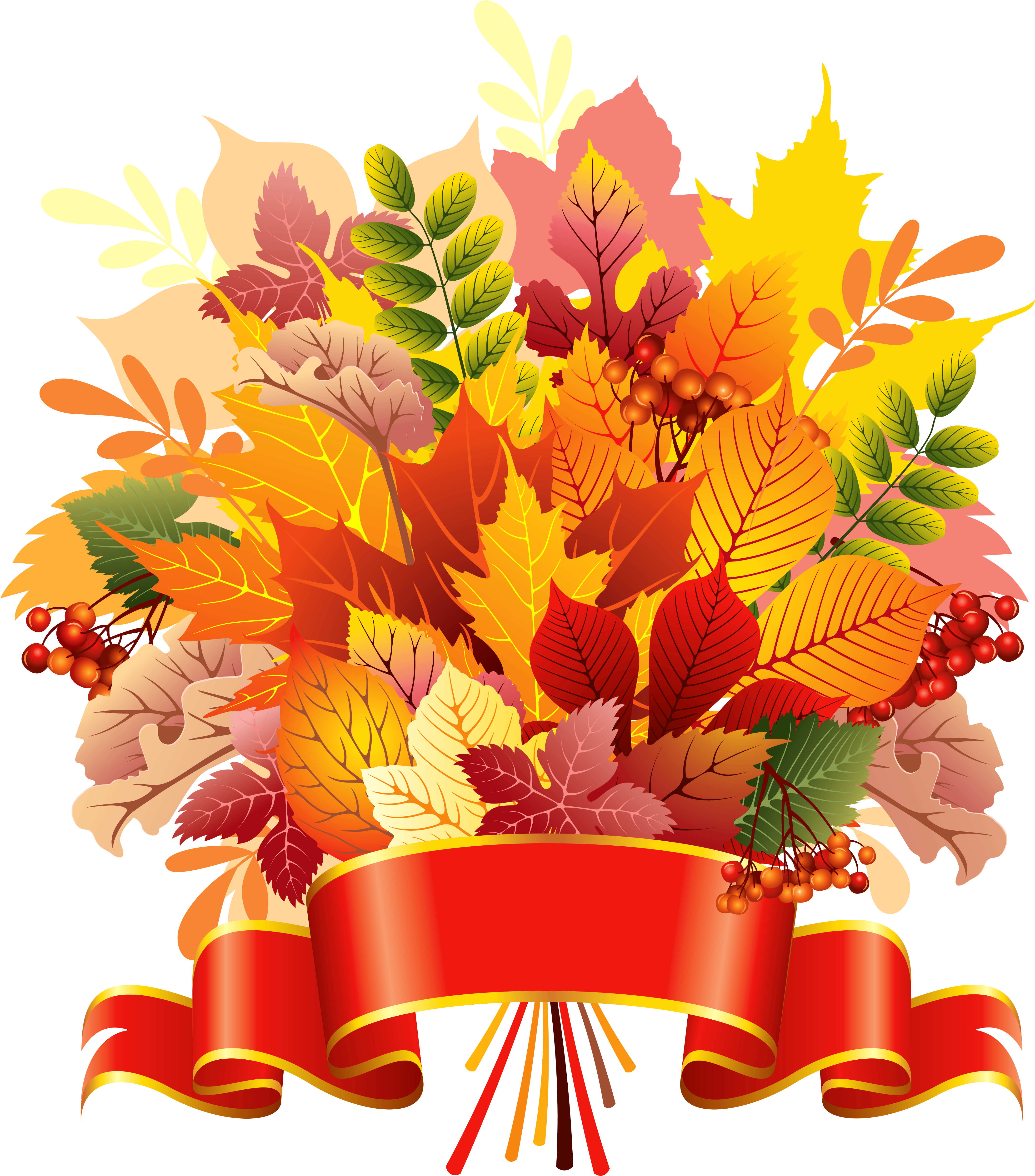 Similiar Fall Basket Clip Art Flowers Keywords - Autumn Leaves Bouquet Png (4422x5088)