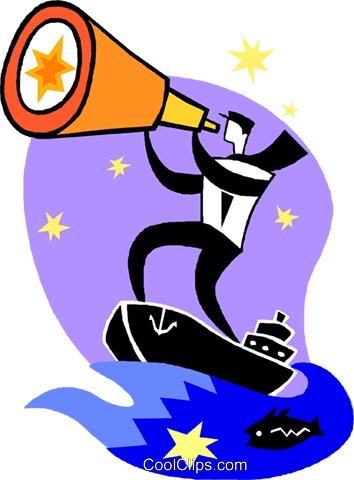 Sailor Looking Through A Telescope Royalty Free Vector - Ship Telescope Clipart (354x480)