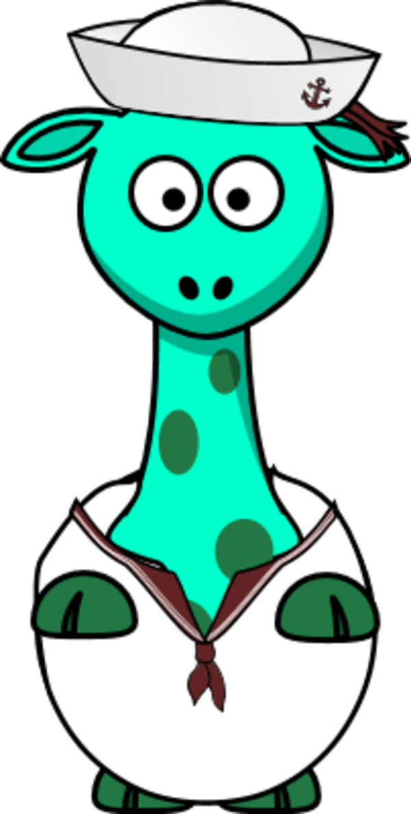 Navy Sailor Giraffe - Cartoon Giraffe (600x1188)